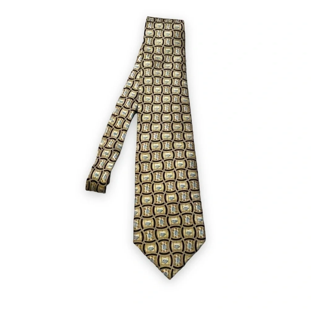 Pfizer 100% Silk Tie Little Blue Pill Pharma Rep Yellow All Over Novelty Print